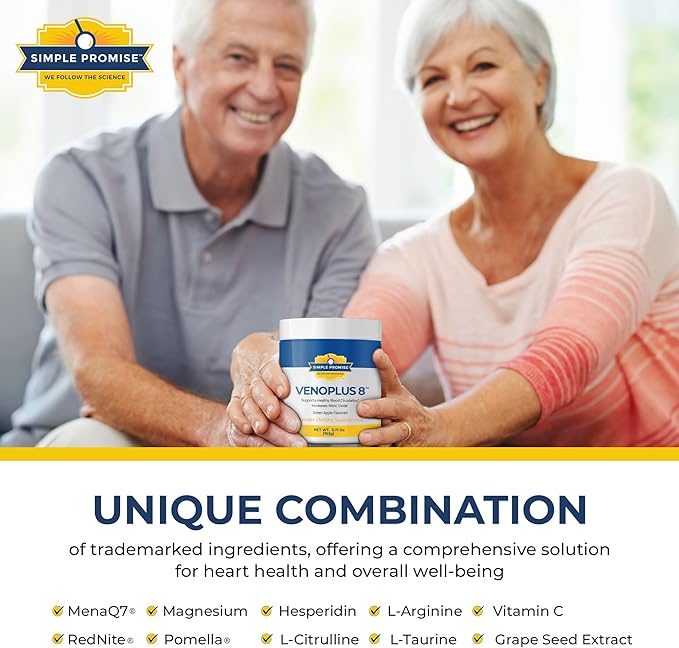 Simple Promise - VenoPlus 8 - Nitric Oxide Supplements for Men and Women - Beet Root Powder with Proprietary Blend - Beet Juice Powder for Blood Circulation, Heart Health