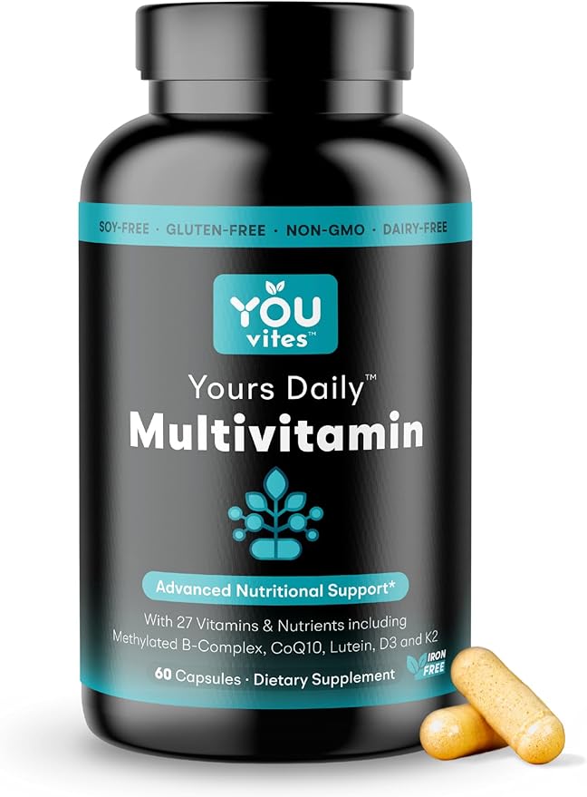Methylated Multivitamin - Yours Daily Iron-Free Multi for Men and Women - MTHFR Supplement with Methyl B12, Methylfolate (5-MTHF), CoQ10 for Energy, Heart and Mood Support - 60 Capsules