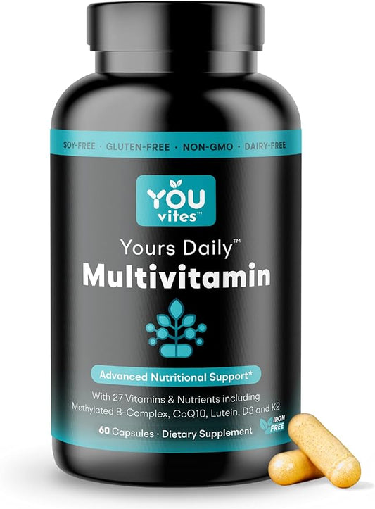 Methylated Multivitamin - Yours Daily Iron-Free Multi for Men and Women - MTHFR Supplement with Methyl B12, Methylfolate (5-MTHF), CoQ10 for Energy, Heart and Mood Support - 60 Capsules