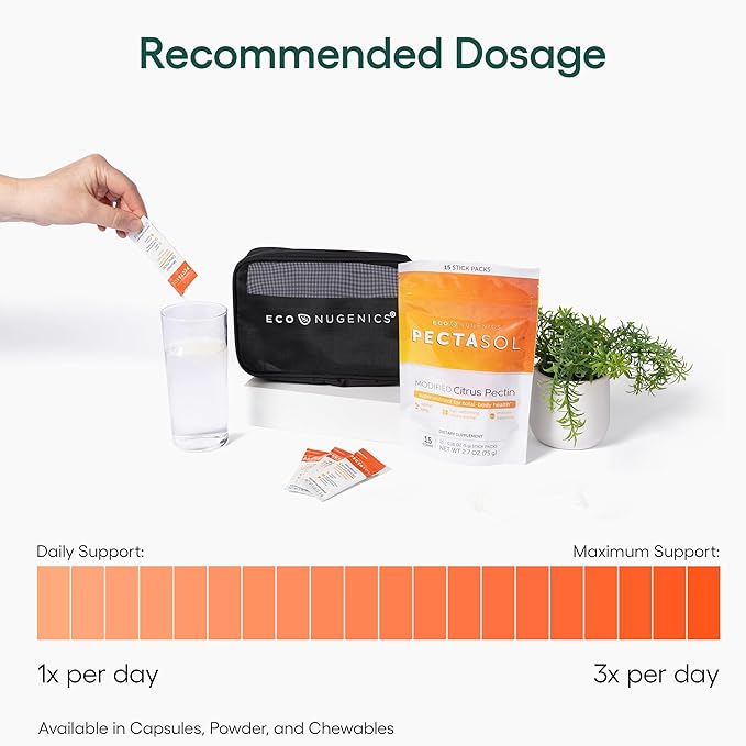 PectaSol Modified Citrus Pectin – 15 5g Stick Packs – Total-Body Health Supplement to Support Heart, Immune System, Inflammation Response & Healthy Aging + Maintain Healthy Galectin-3 Levels