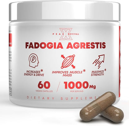 Fadogia Agrestis 1000mg Per Serving Supplement - Potent Extract to Increase Energy, Athletic Performance & Muscle Mass - Supplements, Made in The USA (60 Capsules)