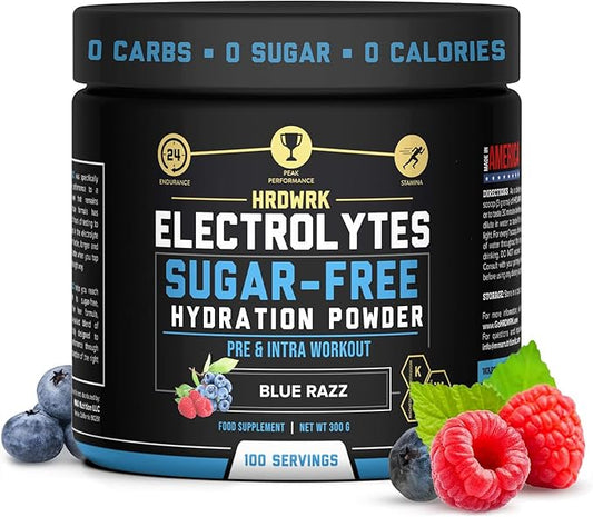 HRDWRK Electrolytes Powder with Magnesium, Potassium - Sugar Free Electrolytes Boost Endurance and Reduce Fatigue with This Electrolytes Supplement - Maximum Hydration - Keto Friendly