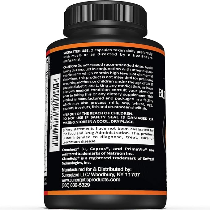 Premium Blood Sugar Support Supplement–Supports Healthy Blood Sugar Levels Already Within Normal Range – Includes Bitter Melon Extract, Vanadium, Chromium, Cinnamon, & Alpha Lipoic Acid-60 Capsules