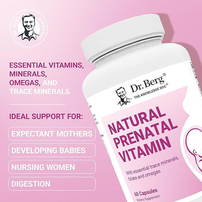 Dr. Berg Natural Prenatal Vitamins for Women (Pregnant & Nursing) - Prenatal Vitamins with Folate, Vitamins, Minerals, Omegas, &11 Powerful Superfoods - Womens Prenatal Multivitamin - 60 Capsules