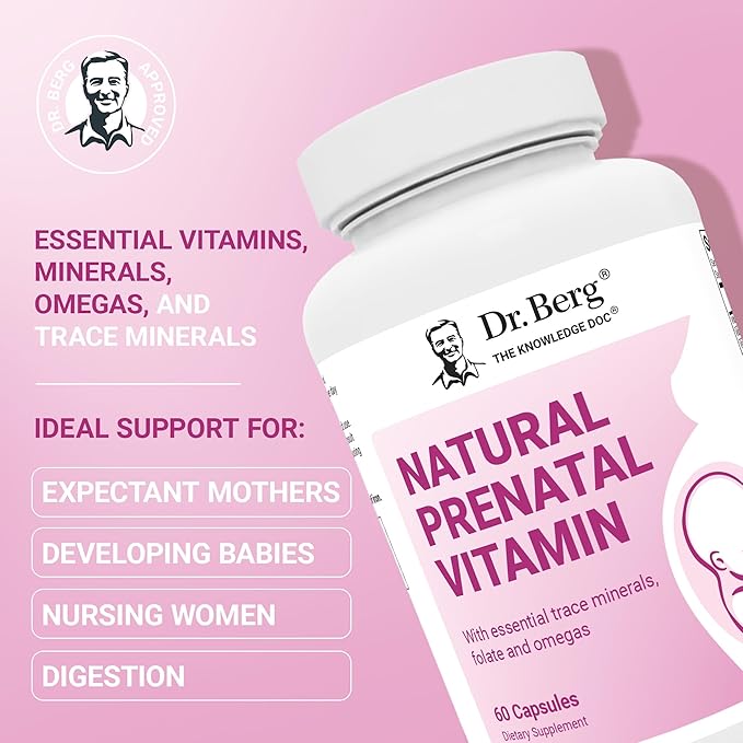 Dr. Berg Natural Prenatal Vitamins for Women (Pregnant & Nursing) - Prenatal Vitamins with Folate, Vitamins, Minerals, Omegas, &11 Powerful Superfoods - Womens Prenatal Multivitamin - 60 Capsules