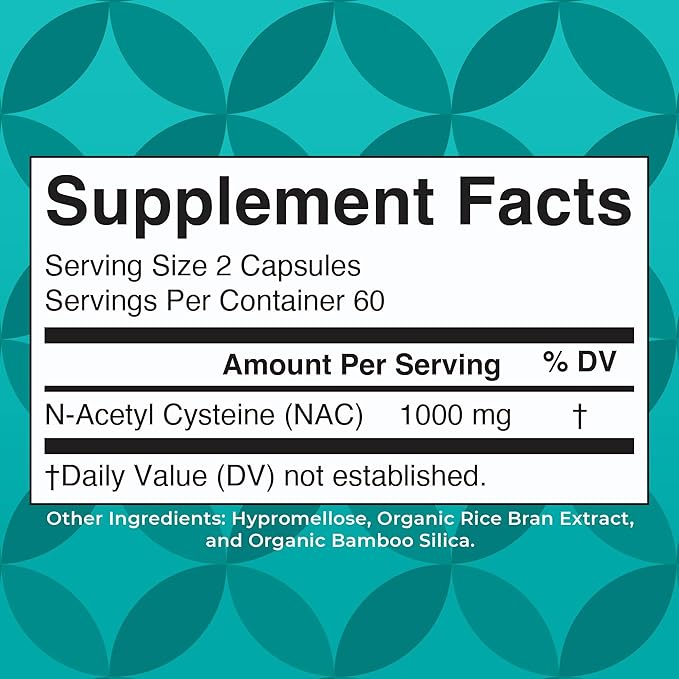 MaryRuth Organics Nutritional Supplement Capsule, N-Acetyl Cysteine, 2 Month Supply, NAC 1000mg Per Serving, Vegan, Non-GMO, Gluten Free, 120 Count