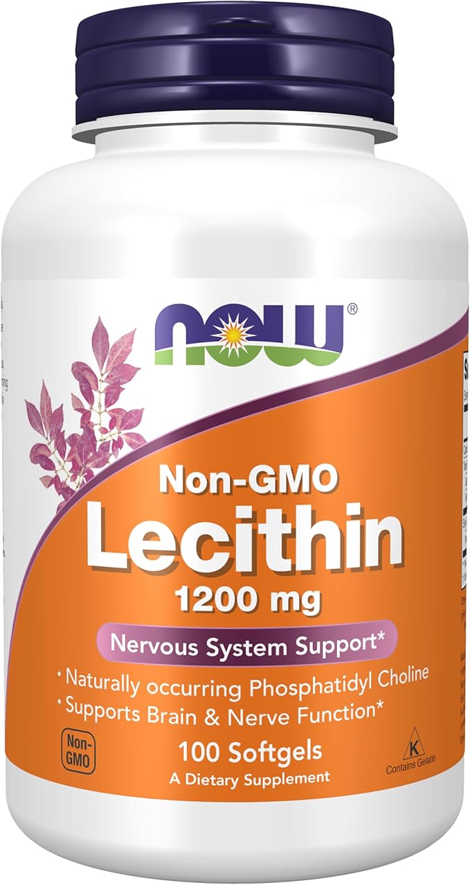 NOW Foods Supplements, Lecithin 1200 mg with naturally occurring Phosphatidyl Choline, 100 Softgels