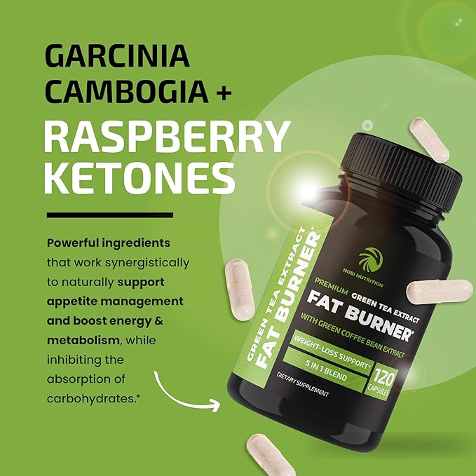 Green Tea Weight Loss Pills | Belly Fat Burner, Metabolism Booster, & Appetite Suppressant for Women & Men | 45% EGCG | With Green Coffee Bean Extract | Vegan, Gluten-Free Supplement | 120 Capsules