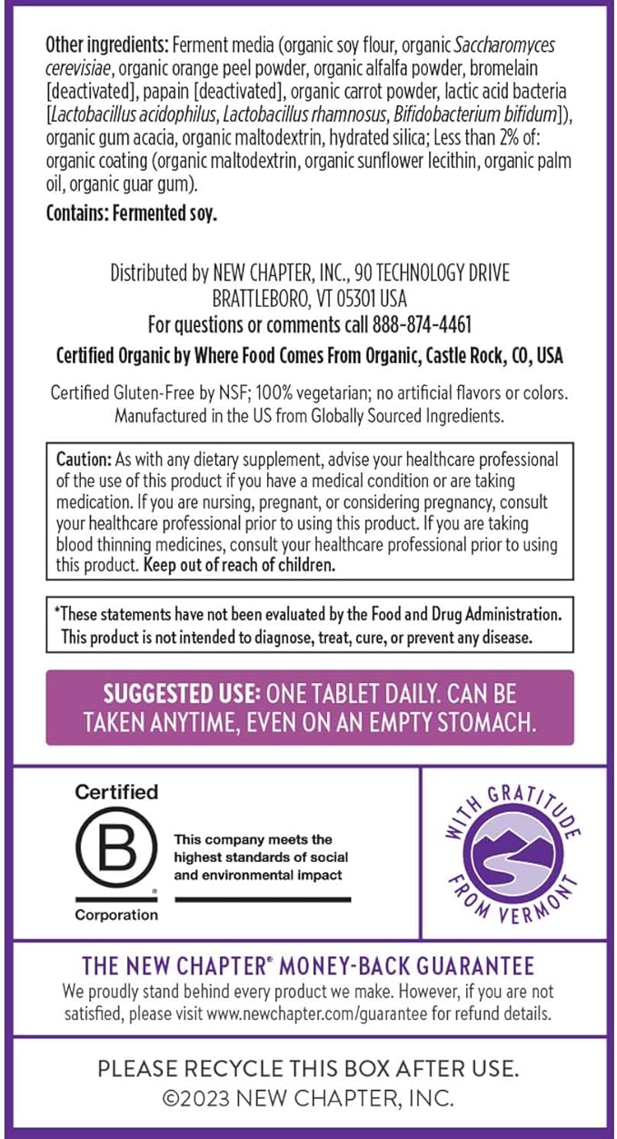 New Chapter Women's Multivitamin 40 plus for Energy, Healthy Aging + Immune Support with 20+ Nutrients -- Every Woman's One Daily 40+, Gentle on the Stomach, 72 Count