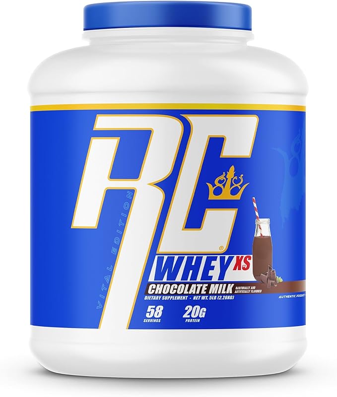 Ronnie Coleman Signature Series Whey XS Protein Powder, Pre Workout Shake Mix for Lean Muscle Support, Low Sugar Supplement for Women & Men, 5 lb Bottle (Milk Chocolate)