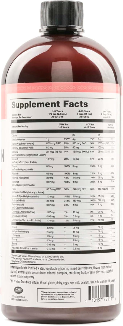 NatureWise Liquid Multivitamin for Women, Men, Kids, The Whole Family - Vegan, Sugar Free - Minerals for Beauty, Immune Health, Energy with Methylated B12 & Folate - Non-GMO - 30 fl oz(887 mL)