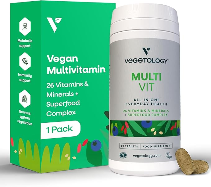 MultiVit Vegan Multivitamin Supplement, 26 Vitamin & Minerals – Vitamin Supplements for Metabolic, Brain Function & Immune Support – Multivitamin for Women, Men & Children