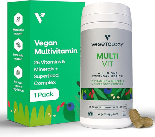 MultiVit Vegan Multivitamin Supplement, 26 Vitamin & Minerals – Vitamin Supplements for Metabolic, Brain Function & Immune Support – Multivitamin for Women, Men & Children