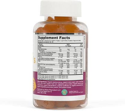 Halal Children's Multivitamin Gummies - Strawberry, Orange, and Lemon Flavor - Non-GMO, Organic, and Vegetarian - Supports Kids' Growth and Development - 60 Gummies
