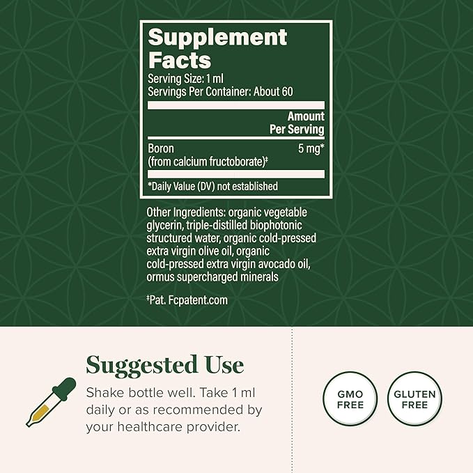 Global Healing Boron Supplement for Men and Women - More Bioavailable Than Liposomal for Bone Health, Metabolism, and Enhanced Magnesium Absorption, 5 mg (2 Oz)