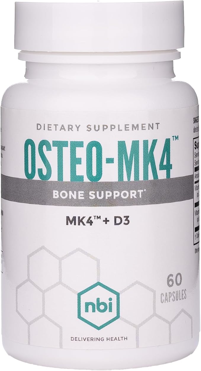 NBI Osteo-MK4 Bone Support | Vitamin D & K Complex | 45mg Vitamin K2 (MK4) for Strong Bone Health & Function | 60ct Veggie Capsules