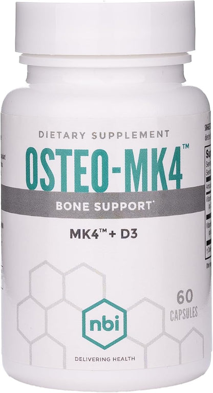 NBI Osteo-MK4 Bone Support | Vitamin D & K Complex | 45mg Vitamin K2 (MK4) for Strong Bone Health & Function | 60ct Veggie Capsules