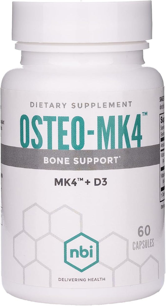 NBI Osteo-MK4 Bone Support | Vitamin D & K Complex | 45mg Vitamin K2 (MK4) for Strong Bone Health & Function | 60ct Veggie Capsules