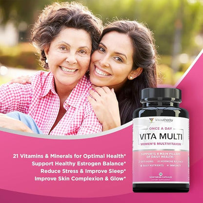 VITA Multi Multivitamin for Women: Women’s Daily Multi-Vitamin Supplement with DIM, Iodine, Ashwagandha | Supports Youthful Complexion, Healthy Cortisol and Estrogen Balance - 30 Day Supply
