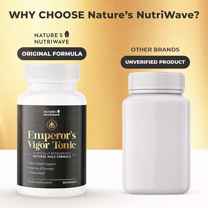 Emperor's Vigor Tonic - Original Supplements for Men's Health - 100% Natural, Non-GMO, Made in The USA, 6 Month Supply