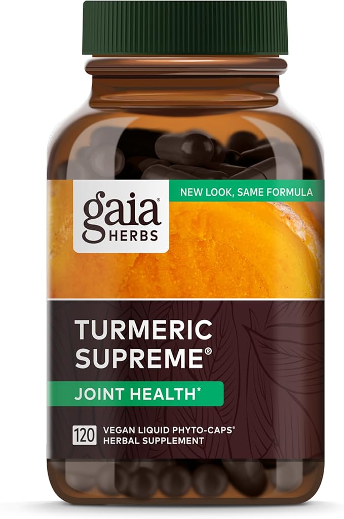 Gaia Herbs Turmeric Supreme Joint Health - Joint Support Supplement - with Quercetin,Black Pepper,Boswellia,Ginger Root,Curcuminoids,&More-120 Liquid Phyto-Capsules(30-Day Supply)