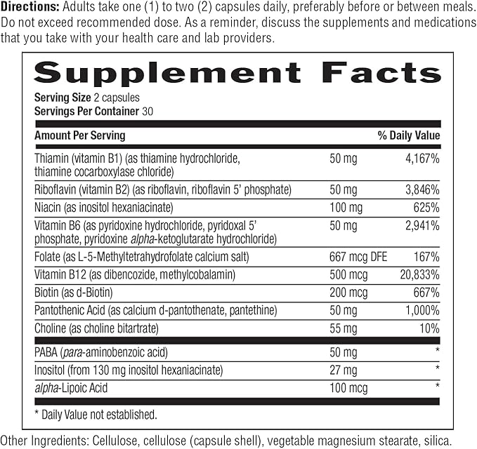 Country Life, Coenzyme B-Complex Vitamin, Support Energy and Metabolism, Daily Supplement, 60 ct