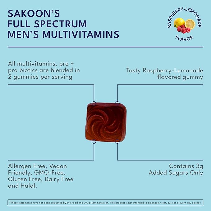 Sakoon nutrition Men's Multivitamin Gummies with Probiotics and Prebiotics