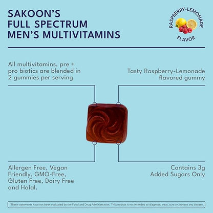 Sakoon nutrition Men's Multivitamin Gummies with Probiotics and Prebiotics