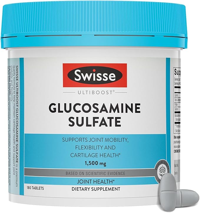Swisse Glucosamine Sulfate Joint Support Supplement, Joint Health Supplement for Mobility and Flexibility | Joint Supplement for Women and Men | Glucosamina 1500mg | 180 Tablets