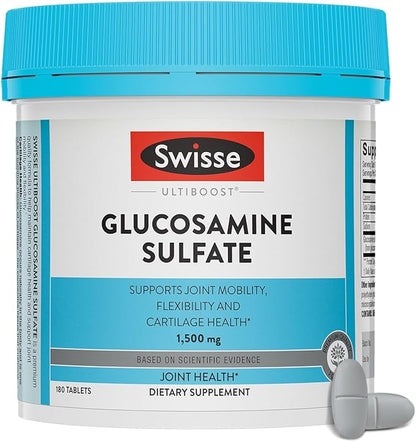 Swisse Glucosamine Sulfate Joint Support Supplement, Joint Health Supplement for Mobility and Flexibility | Joint Supplement for Women and Men | Glucosamina 1500mg | 180 Tablets