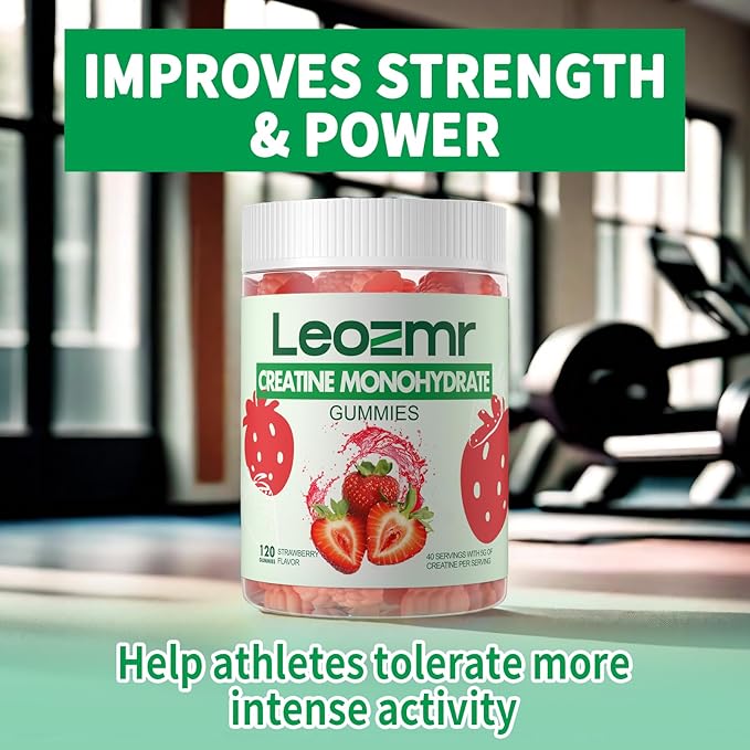 Creatine Monohydrate Gummies 5000mg for Men & Women, Chewables Creatine Monohydrate Supplement(120 Count)- Strawberry 120 Gummies