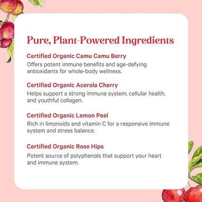 PURE SYNERGY Pure Radiance C | Organic Vitamin C Capsules | 100% Natural, Whole Food, Non-GMO Supplement with Camu Camu Extract | for Immune and Collagen Support (90 Capsules)