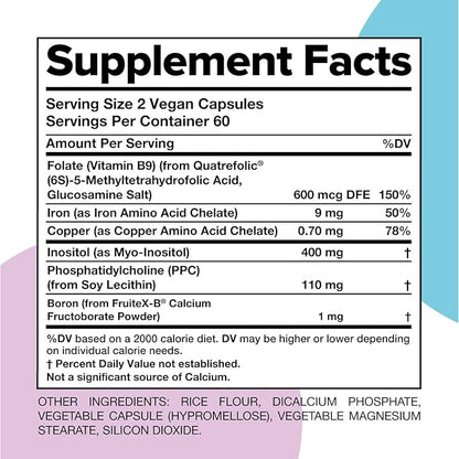 Complement ForHer Multivitamin- Hormone Balance for Women (120 Capsules) Inositol Supplement, Longevity Support, Reproductive Health- B9, Iron- 60 Servings