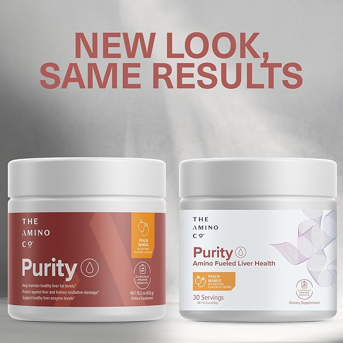 Purity - Liver Support Supplement with Essential Amino Acids for Liver Detox Cleanse - Boost Liver Health for Optimal Liver Support- Peach Mango, 30 Servings
