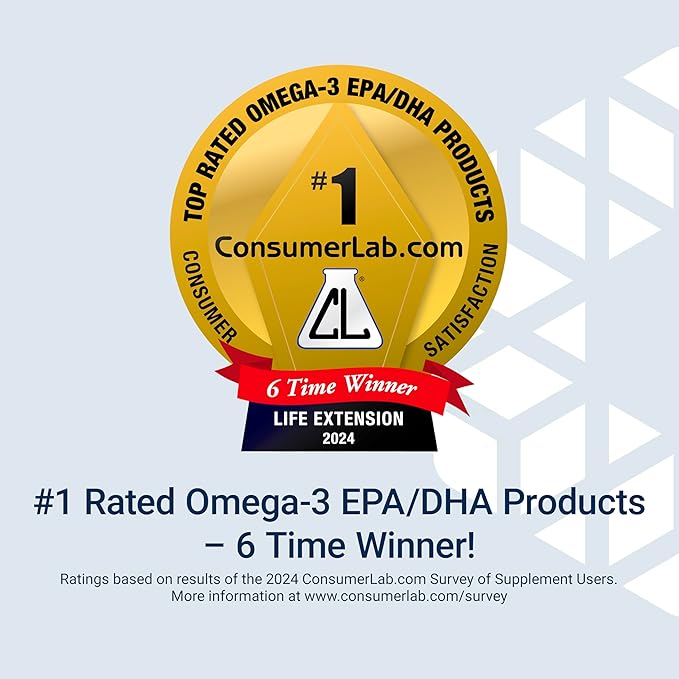 Life Extension Mega EPA/DHA, Omega-3 Fatty acids, Heart & Brain Health, Inflammation Health Support, Non-GMO, Gluten-Free, 120 softgels