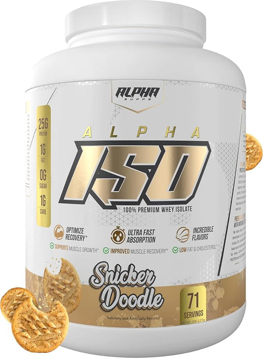 ISO, Low Carb 100% Whey Protein Isolate Powder, 25 Grams Per Serving, Helps Support Muscle Growth, Low Sugar and Gluten Free (Snicker Doodle, 5 lb)