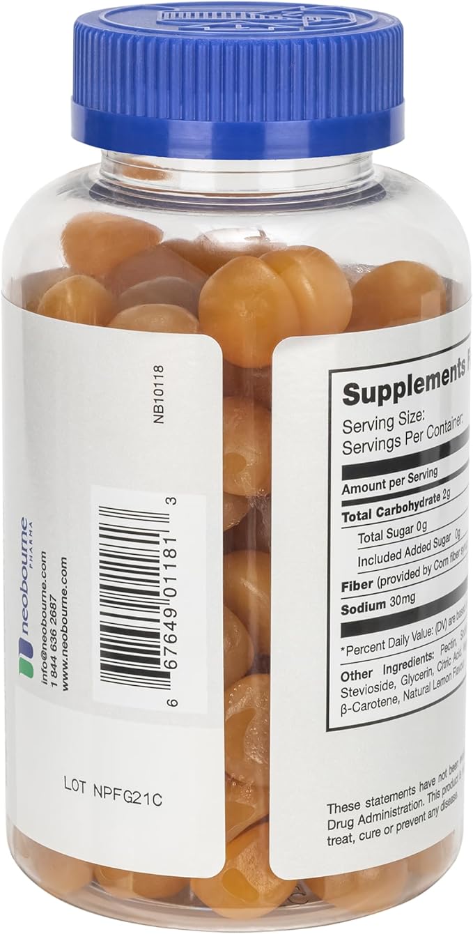 Brioschi Fiber Gummies Lemon Flavored, Gluten-Free Vegan Non-GMO Gelatin-Free, High Source of Fiber, Sugar-Free, 120 Count