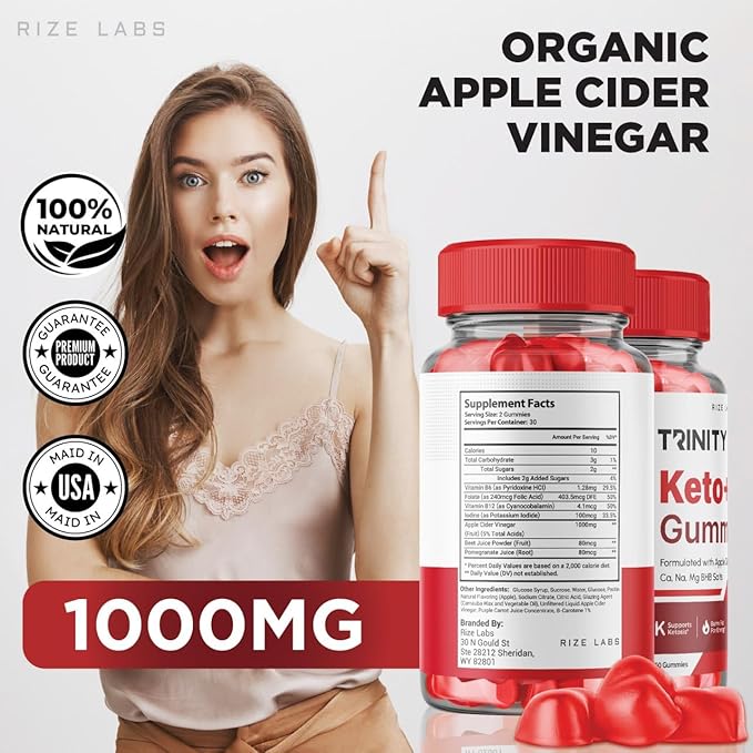 Trinity Keto+ACV Gummies for Advanced Weight Loss, All Natural Apple Cider Vinegar Supplement, 500 mg (300 Gummies)