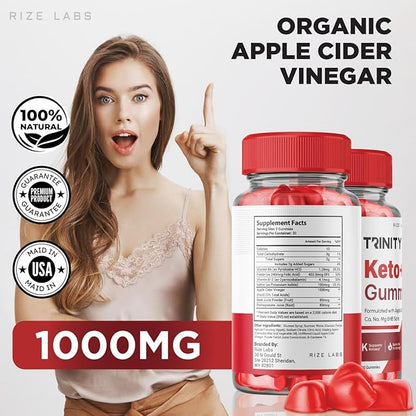 Trinity Keto+ACV Gummies for Advanced Weight Loss, All Natural Apple Cider Vinegar Supplement, 500 mg (300 Gummies)