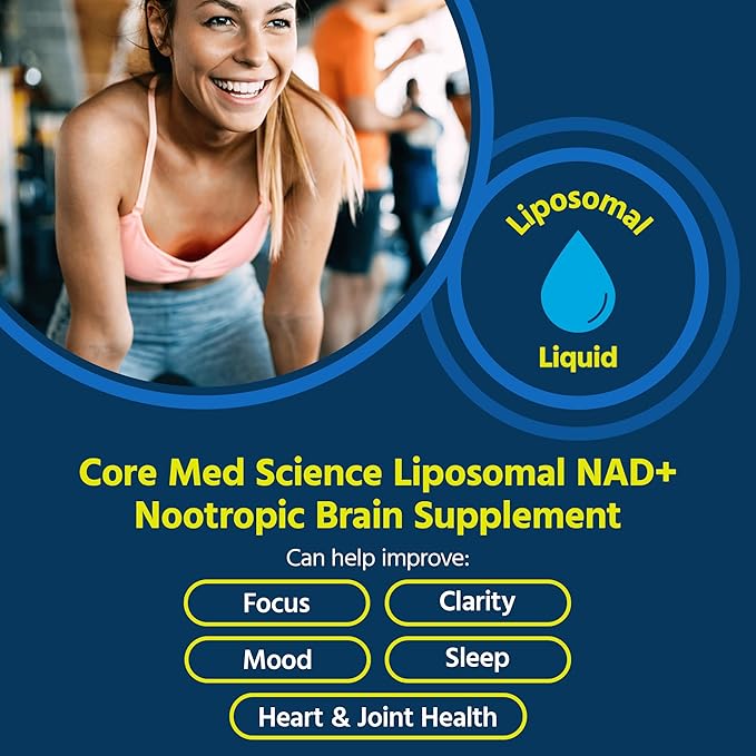 Core Med Science Liposomal NAD Supplement Liquid, 4 Fl Oz - NMN or Nicotinamide Riboside Alternative - Supports Healthy Aging & Energy Metabolism - Nicotinamide Adenine Dinucleotide Supplement