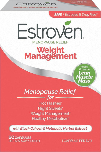 Estroven Menopause Relief Weight Management 60 & 30 Count Clinically Proven Manage Weight Hot Flashes Night Sweats