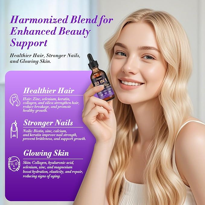 Hair Vitamins Liquid Biotin, Collagen & Hyaluronic Acid – multivitamin Hair Growth for Women and Men Supports Hair, Skin & Nails | Vitamin B Complex | 98% Faster Absorption Than Pills-001