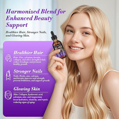 Hair Vitamins Liquid Biotin, Collagen & Hyaluronic Acid – multivitamin Hair Growth for Women and Men Supports Hair, Skin & Nails | Vitamin B Complex | 98% Faster Absorption Than Pills-001