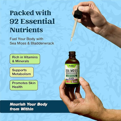 Organic Sea Moss Drops - Irish Sea Moss - 4X Stronger than Sea Moss Gel, Capsules and Gummies - Superfood Seamoss - Joint Support Supplement - Immune Support Supplement (Strawberry Lime, 60mL)