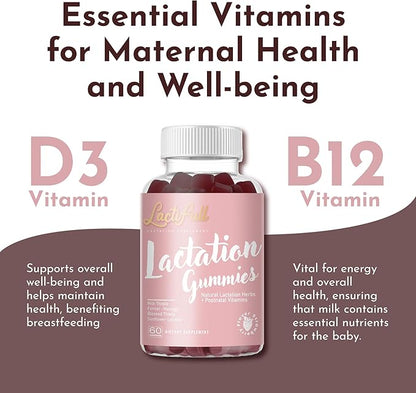 Milk Multiplier Lactation Postpartum Gummies - Postnatal Support Vitamins Supplement for Nursing Breastfeeding Mom Mother - Increase Milk Supply Production Multivitamins for Women