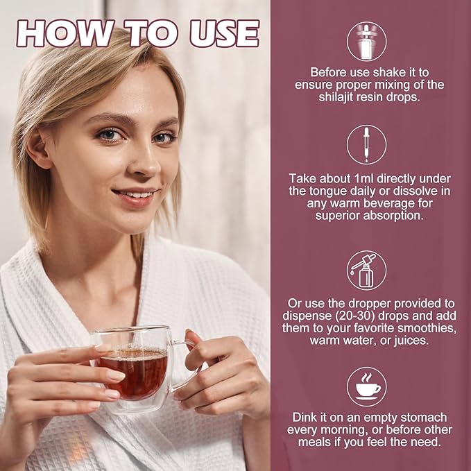 Shilajit Resin Liquid Drops | Shilajit for Men and Women with Ashwagandha, Turmeric, Ginseng, Chaga, 85+ Trace Minerals Fulvic Acid Shilajit Resin Complex for Immune Support, Energy Booster - Vegan