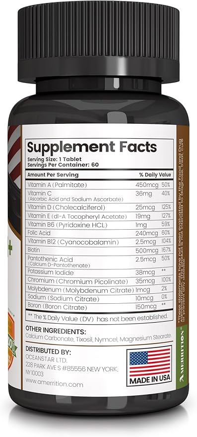 PROADUTI+ - Premium Multivitamin Complex for Men and Women - 60 Tablets to Boost Energy, Vitality, and Immune Health