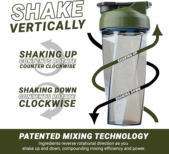 HELIMIX 2.0 Vortex Blender Shaker Bottle Holds upto 28oz | No Blending Ball or Whisk | USA Made | Portable Pre Workout Whey Protein Drink Shaker Cup | Mixes Cocktails Smoothies Shakes | Top Rack Safe