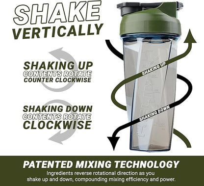 HELIMIX 2.0 Vortex Blender Shaker Bottle Holds upto 28oz | No Blending Ball or Whisk | USA Made | Portable Pre Workout Whey Protein Drink Shaker Cup | Mixes Cocktails Smoothies Shakes | Top Rack Safe