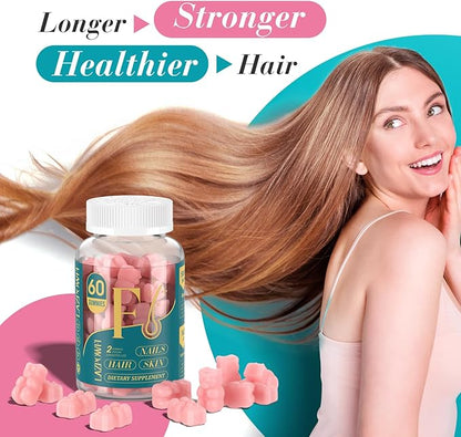 Biotin Gummies -Hair Skin and Nails Vitamins for Men & Women, Vegan Vitamin B7, Supports Hair Growth and Stronger Nails,60 Day Supply-Raspberry-2 Pack